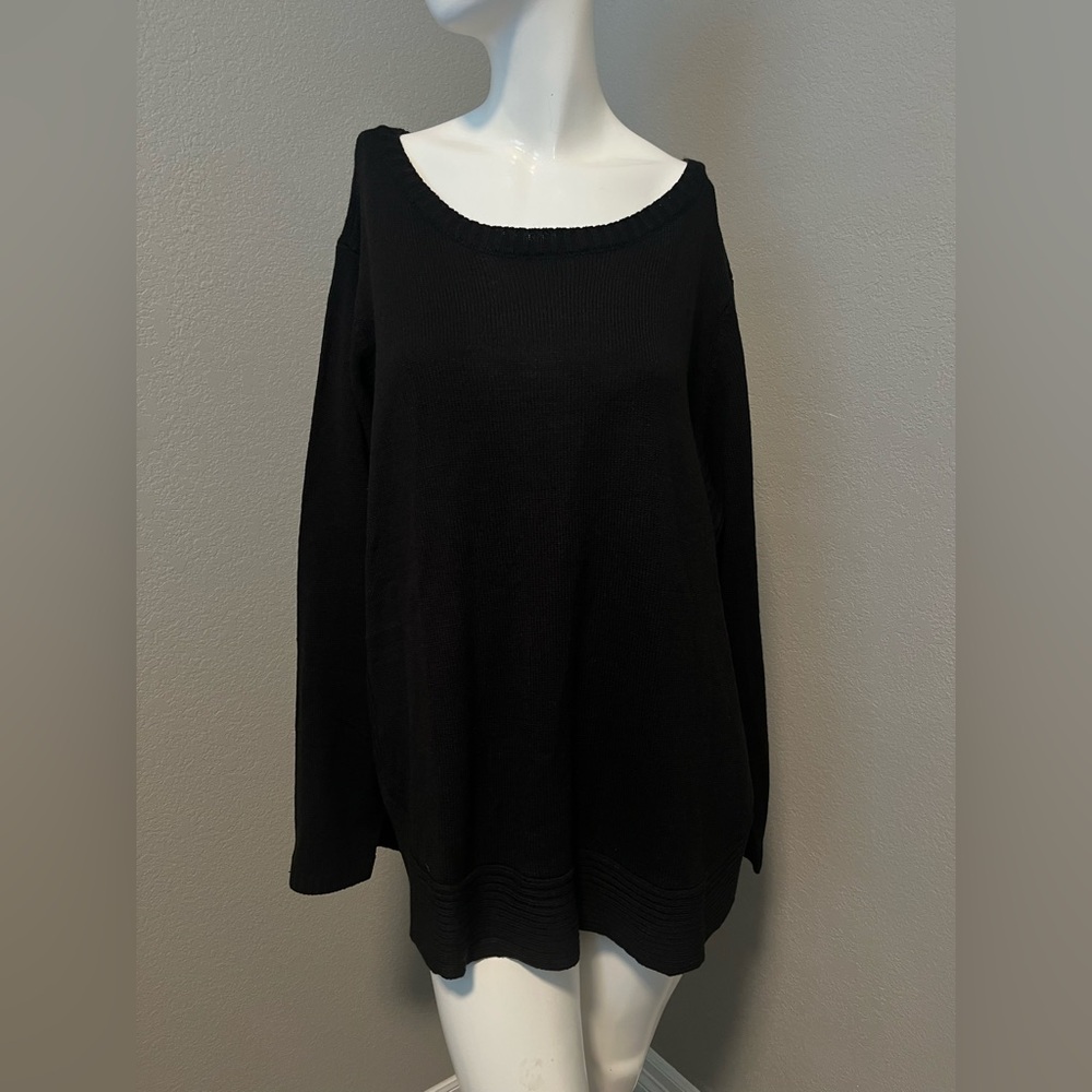 NWT Lane Bryant Plus Women’s Black Scoop Neck LS Top Sweater Size 22 / 24